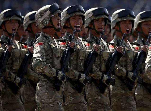 Chinese troops march during the military parade marking the 70th anniversary of the end of World War Two, in Beijing, China, September 3, 2015. (Photo by Rolex Dela Pena/Reuters)