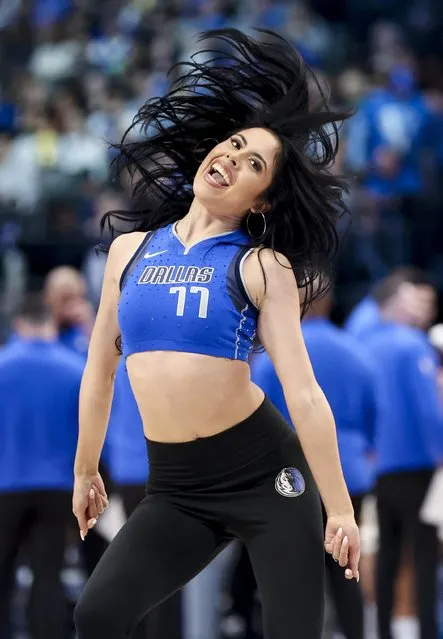 A dancer from the Dallas Mavericks D-Town Crew performs during the second half of the American basketball team’s match against the Atlanta Hawksr at American Airlines Center on January 18, 2023 in Dallas, Texas. (Photo by Kevin Jairaj/USA TODAY Sports)