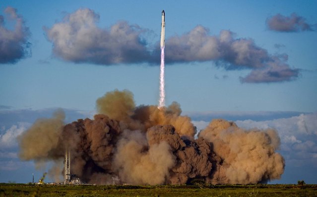 SpaceX’s Starship megarocket — the most powerful launch vehicle ever built — lifts off from the company’s launch pad in Starbase, Texas, on Monday, October 13, 2025. Starship successfully completed an hourlong test flight and soared through its key goals, which included deploying mock satellites and relighting an engine while in space. (Photo by Steve Nesius/Reuters)