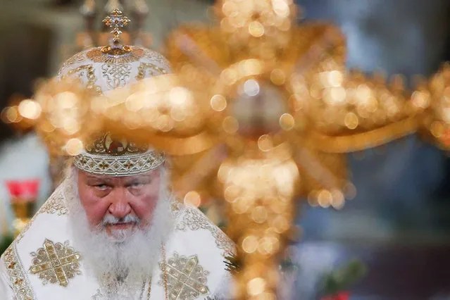 Patriarch Kirill of Moscow and All Russia conducts the Orthodox Christmas service at the Cathedral of Christ the Saviour in Moscow, Russia, January 6, 2021. (Photo by Maxim Shemetov/Reuters)
