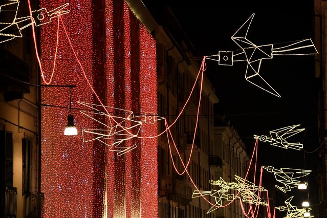 Christmas lights are pictured in via Lagrange in Turin, on December 10, 2024. (Photo by Isabella Bonotto/AFP Photo)