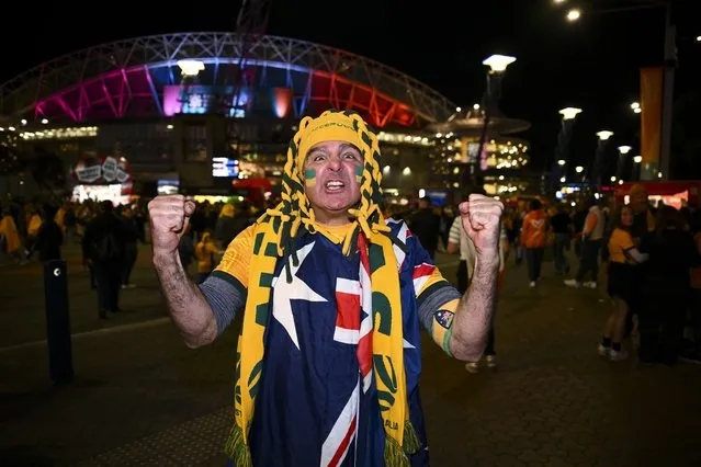 Fans show their support outside the stadium ahead of the FIFA Women's World Cup 2023 soccer match between Australia and the Republic of Ireland at Stadium Australia in Sydney, Australia on July 20, 2023. (Photo by Dan Himbrechts/EPA/EFE)