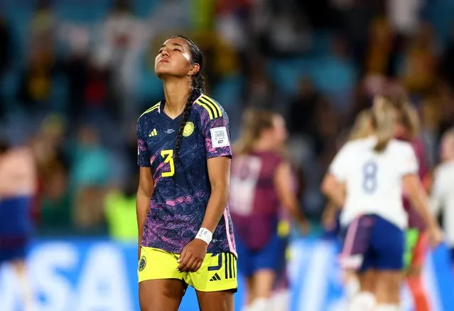 Daniela Arias of Colombia looks dejected after the FIFA Women's World Cup Australia & New Zealand 2023 Quarter Final match between England and Colombia at Stadium Australia on August 12, 2023 in Sydney, Australia. (Photo by Carl Recine/Reuters)