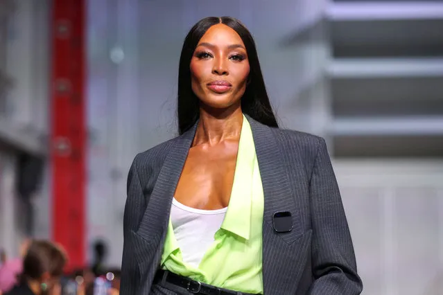 English model Naomi Campbell presents a creation by designers Sebastien Meyer and Arnaud Vaillant as part of their Spring/Summer 2024 Women's ready-to-wear collection show for fashion brand Coperni during Paris Fashion Week in Paris, France on September 29, 2023. (Photo by Johanna Geron/Reuters)