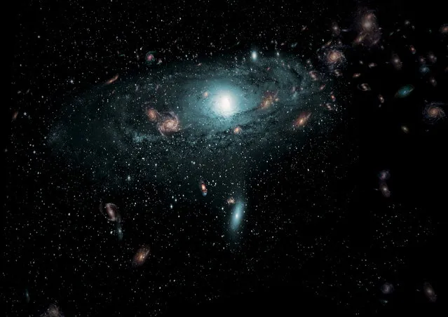 An artist's impression of the galaxies found in the Zone of Avoidance behind the Milky Way. An Australian telescope used to broadcast man's first steps on the moon in 1969 has found hundreds of new galaxies hiding behind the Milky Way using an innovative receiver that measures radio waves. (Photo by Reuters/ICRAR)