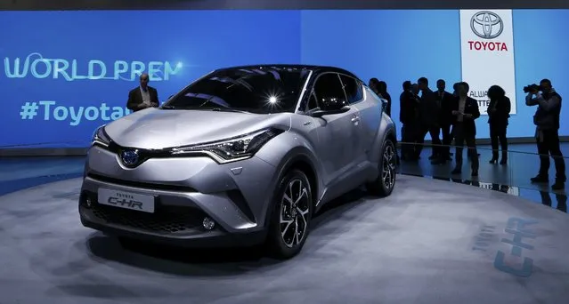 A Toyota C-HR SUV car is pictured during its world premiere at the 86th International Motor Show in Geneva, Switzerland, March 1, 2016. (Photo by Denis Balibouse/Reuters)
