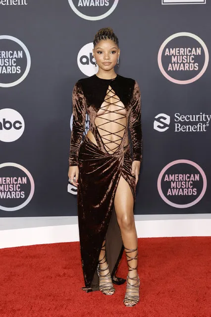 Halle Bailey attends the 2021 American Music Awards at Microsoft Theater on November 21, 2021 in Los Angeles, California. (Photo by Amy Sussman/Getty Images)