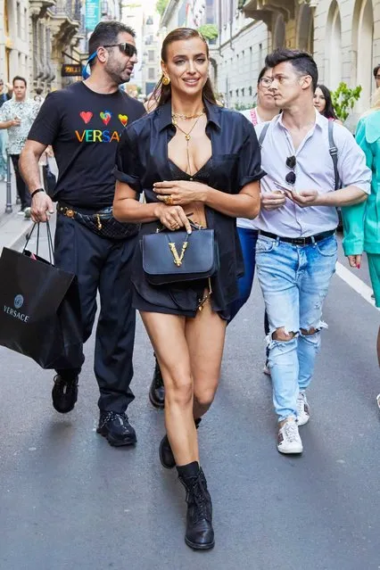 Irina Shayk out and about during Milan Fashion Week in Milan, Italy on June 15, 2019. (Photo by Rex Features/Shutterstock)