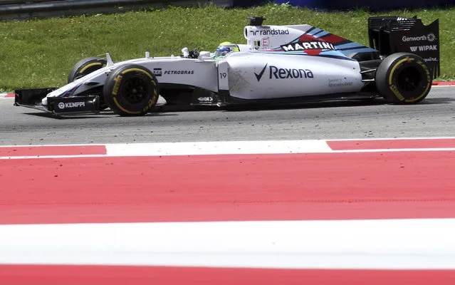 Williams driver Felipe Massa of Brazil steers his car during the Austrian Formula One Grand Prix race in Spielberg, southern Austria, Sunday, June 21, 2015. (AP Photo/Ronald Zak)