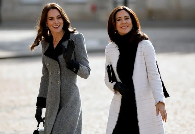 Britain's Catherine, Duchess of Cambridge, walks with Denmark's Crown Princess Mary at the Amalienborg courtyard in Copenhagen, Denmark on February 23, 2022. (Photo by John Sibley/Reuters)