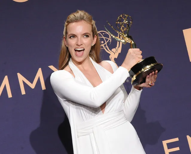 Jodie Comer adds another award to her trophy cabinet after picking up best actress in a drama at the 71st annual Emmy awards in Los Angeles, California on September 22, 2019. (Photo by Startraks Photo/Rex Features/Shutterstock)