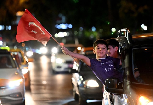 Turkish fans celebrate after their team qualified for last 16 stages following victory with car convoys in the UEFA EURO 2024 group stage match between Czechia and Turkiye on June 26, 2024 in Ankara, Turkiye. (Photo by Rasit Aydogan/Anadolu via Getty Images)