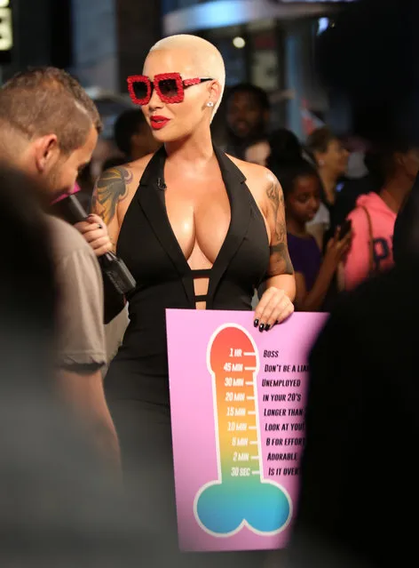 Amber Rose films “The Amber Rose Show” on Hollywood Blvd in Los Angeles, CA on July 20, 2016. (Photo by Rick Mendoza/Splash News)