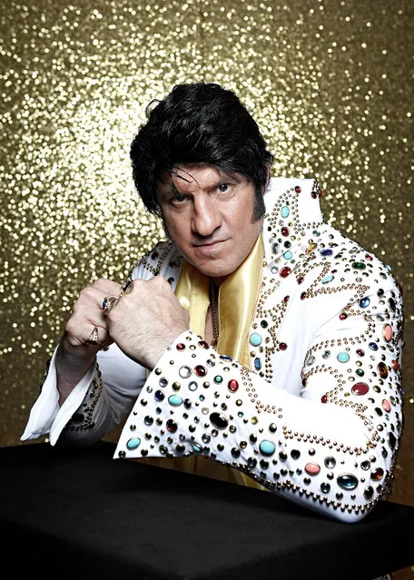Elvis tribute artist Riccardo Vegas poses at the Grand Pavillion during a portrait session at “The Elvies” on September 23, 2016 in Porthcawl, Wales. (Photo by Gareth Cattermole/Getty Images)