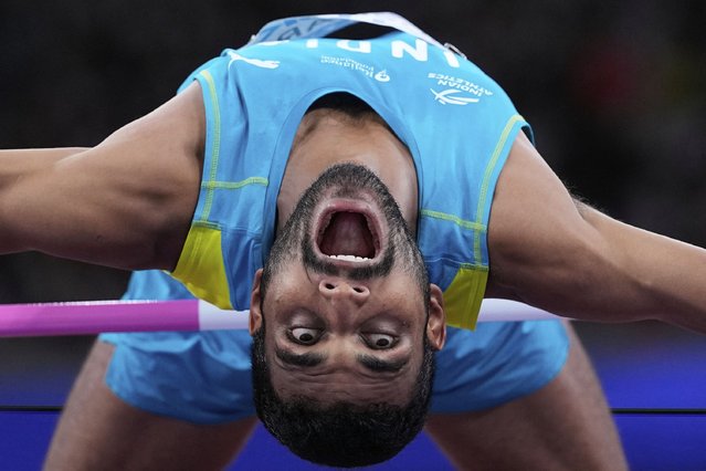 India's Sarvesh Anil Kushare makes an attempt in the men's high jump final at the World Athletics Championships in Tokyo, Tuesday, September 16, 2025. (Photo by Matthias Schrader/AP Photo)