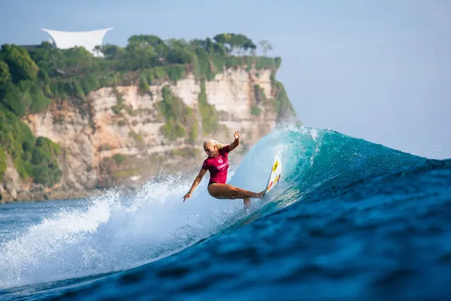 A handout photo made available by the World Surf League (WSL) shows Tatiana Weston-Webb of Brazil in action during the women's 2018 Uluwatu CT surfing event at Uluwatu, in Bali, Indonesia, 09 June 2018. Weston-Webb placed second. (Photo by Ed Sloane/EPA/EFE/WSL)