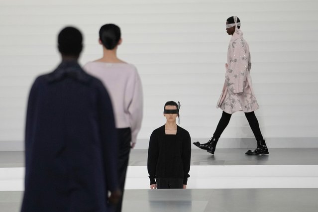 A model wears a creation as part of the men's Dior Homme Fall-Winter 2025-2026 collection, that was presented in Paris, Friday, January 24, 2025. (Photo by Thibault Camus/AP Photo)