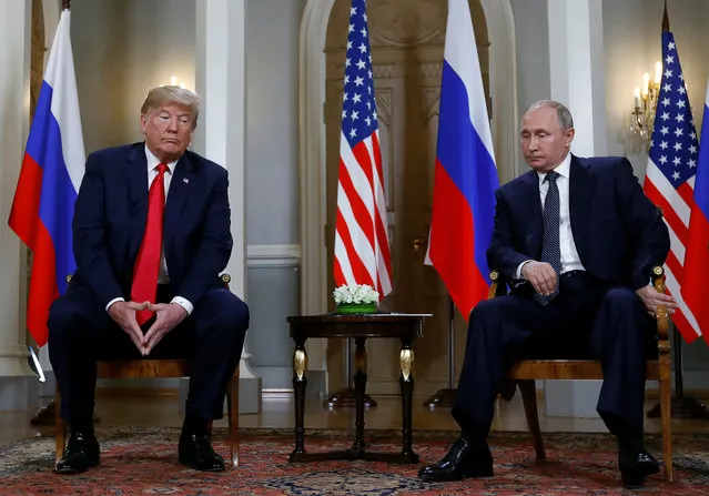 U.S. President Donald Trump meets with Russian President Vladimir Putin in Helsinki, Finland, July 16, 2018. (Photo by Kevin Lamarque/Reuters)