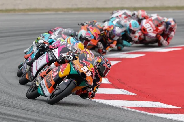 KTM Turkish rider Deniz Oncu rides ahead during the Moto3 race of the Moto Grand Prix de Catalunya at the Circuit de Catalunya in Montmelo, on the outskirts of Barcelona, on September 3, 2023. (Photo by Lluis Gene/AFP Photo)