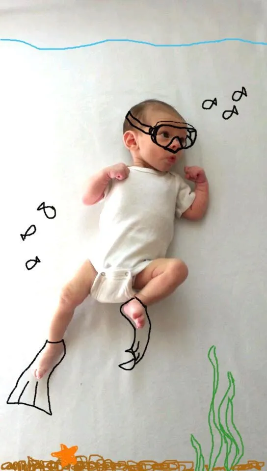 New Mom Doodles on Baby's Portraits