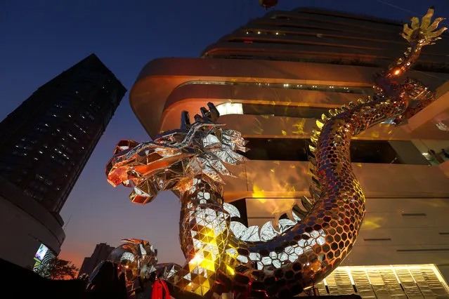 A giant dragon sculpture is pictured at a shopping mall ahead of the Chinese Lunar New Year celebrations in Bangkok, Thailand, February 4, 2016. (Photo by Athit Perawongmetha/Reuters)
