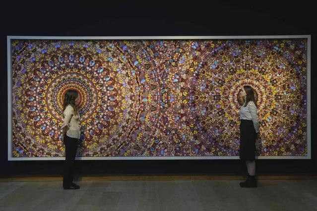 The artwork “I am Become Death, Shatterer of Worlds” by English artist Damien Hirst, in 2006, is on display during a media preview of Christie's October sale auction, in London, Friday, October 6, 2023. The piece has an estimated price of 1.5-2.5 million pounds (1.8 - 3 million US dollars). (Photo by Kin Cheung/AP Photo)