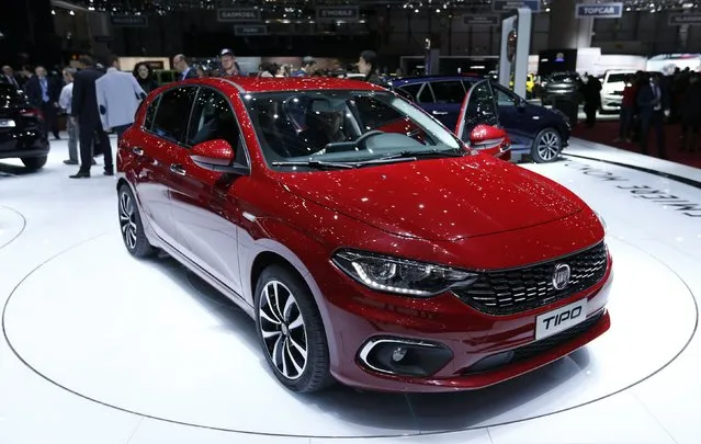 A new Fiat Tipo is pictured during its world premiere at the 86th International Motor Show in Geneva, Switzerland, March 1, 2016. (Photo by Denis Balibouse/Reuters)