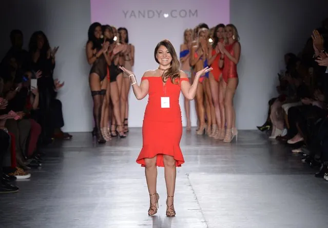 Vice President of Merchandising at Yandy Pilar Quintana walks the runway at the Yandy Swim Show during February 2017 New York Fashion Week at Pier 59 on February 14, 2017 in New York City. (Photo by Noam Galai/Getty Images)