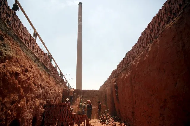 Labourers work at a traditional brick factory in Arab Mesad district of Helwan, northeast of Cairo, May 14, 2015. (Photo by Amr Abdallah Dalsh/Reuters)
