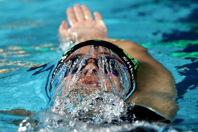 Australia’s Hannah Fredericks competes in the women’s 200m backstroke heats during the Australian Swimming Trials at the Brisbane Aquatic Centre on June 13, 2024. (Photo by David Gray/AFP Photo)