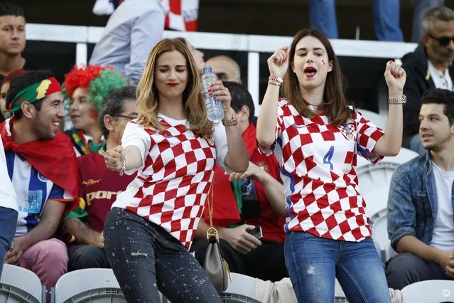 Football Soccer, Croatia vs Portugal, EURO 2016, Round of 16, Stade Bollaert-Delelis, Lens, France on June 25 2016. Croatia fans before the game. (Photo by Charles Platiau/Reuters/Livepic)