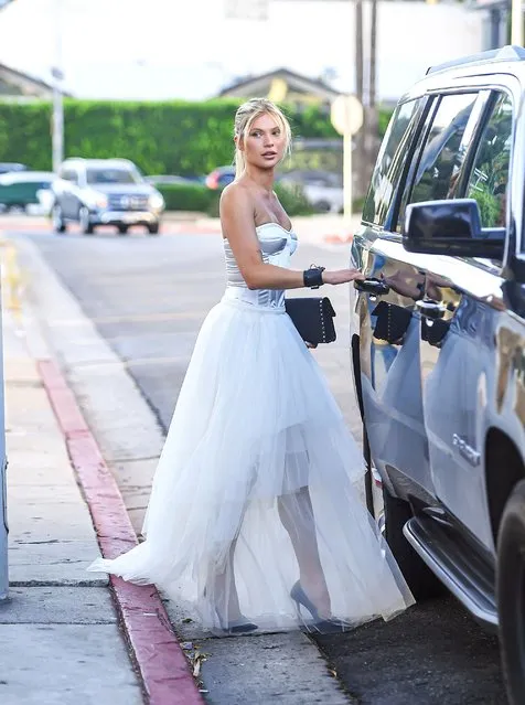 American model Josie Canseco dressed to impress as she headed to dinner looking strikingly hot in an all white gown in Los Angeles, CA. on August 18, 2022. (Photo by @CelebCandidly/The Mega Agency)