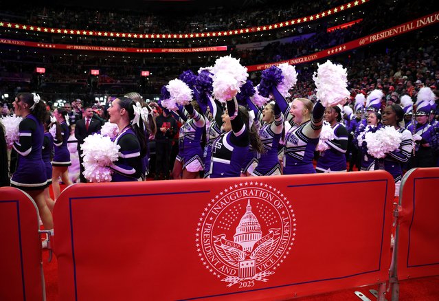 Cheerleaders cheer during the inaugural parade inside Capital One Arena on the inauguration day of President Donald Trump's second presidential term, in Washington on January 20, 2025. (Photo by Carlos Barria/Reuters)