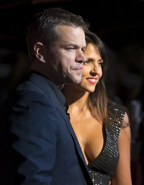 Cast member Matt Damon and his wife Luciana Barroso arrive on the red carpet for the film “The Martian” during the 40th Toronto International Film Festival in Toronto, Canada, September 11, 2015. TIFF runs from September 10-20. (Photo by Mark Blinch/Reuters)