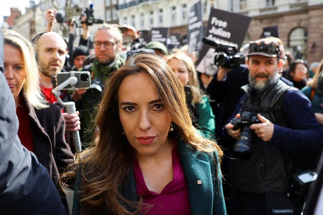 Stella Assange, the wife of WikiLeaks founder Julian Assange walks, on the day the High Court is set to rule on whether Julian Assange can appeal against extradition from Britain to the United States, in London, Britain, on March 26, 2024. (Photo by Toby Melville/Reuters)