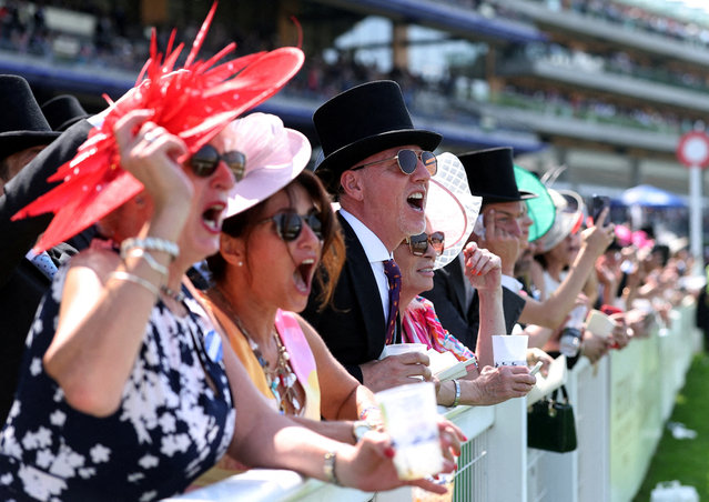 Racegoers watch the King George V Stakes at the Royal Ascot in Ascot, Britain on June 19, 2025. (Photo by Toby Melville/Reuters)