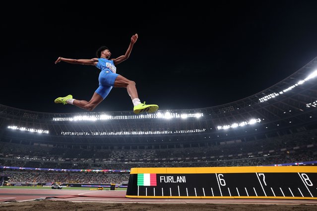 Mattia Furlani of Team Italy competes during the Men's Long Jump Final on day five of the World Athletics Championships Tokyo 2025 at National Stadium on September 17, 2025 in Tokyo, Japan. (Photo by Christian Petersen/Getty Images)