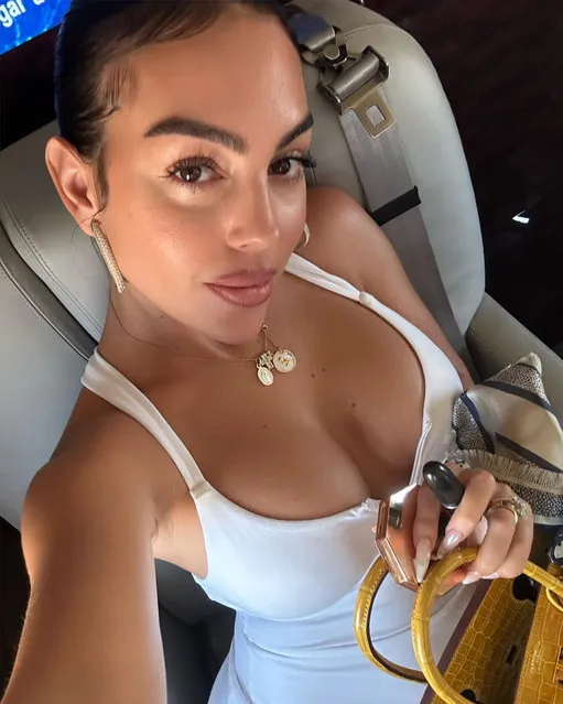 Georgina Rodriguez in the last decade of September 2023 has shared an inside look at a private jet as she stunned fans in a short white dress. (Photo by @georginagio/Instagram)