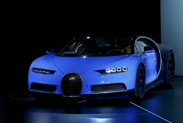 The new Bugatti Chiron car is presented ahead of the 86th International Motor Show in Geneva, Switzerland, February 29, 2016. (Photo by Denis Balibouse/Reuters)