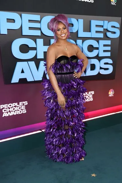 American actress Laverne Cox arrives to the 2021 People's Choice Awards held at Barker Hangar on December 7, 2021 in Santa Monica, California. (Photo by Christopher Polk/E! Entertainment/NBCUniversal/NBCU Photo Bank via Getty Images)