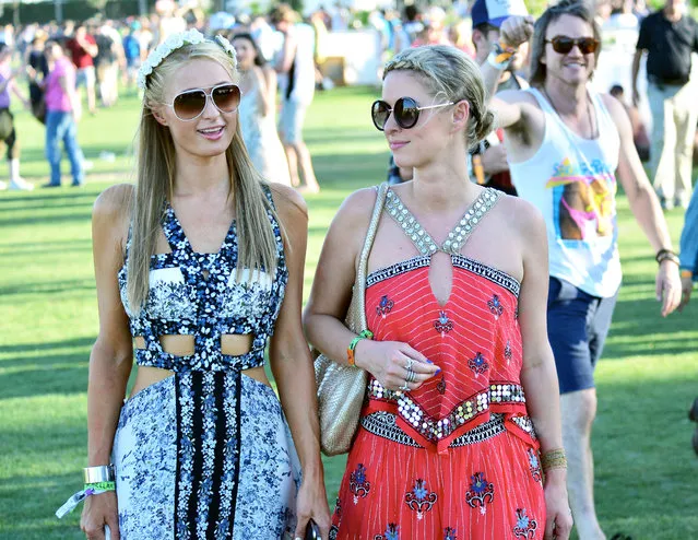 Paris Hilton and her sister Nicky Hilton looking very fashionable on Day 1 of the Coachella Music Festival in Indio, Ca. (Photo by GoldenEye/London Entertainment)