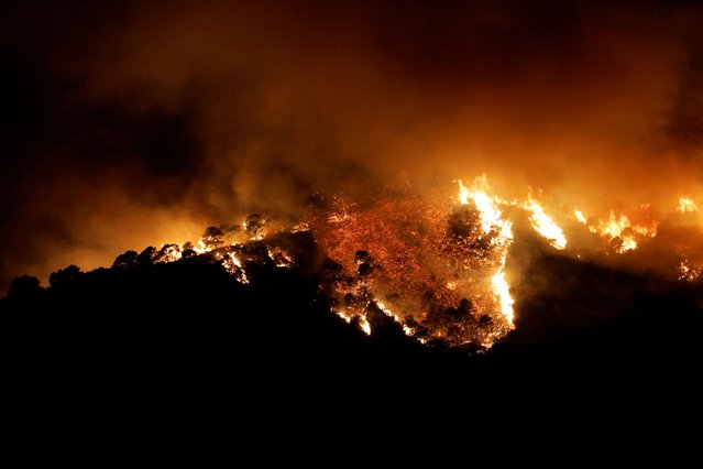 A forest fire is seen in Benahavis, Spain. June 8, 2022. (Photo by Jon Nazca/Reuters)
