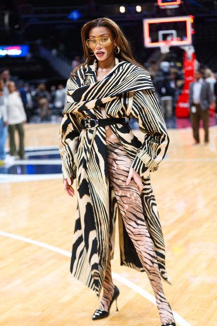 Canadian fashion model Winnie Harlow is seen at the Boston Celtics v Washington Wizards game at Capital One Arena on October 24, 2024 in Washington, DC. (Photo by MediaPunch/Bauer-Griffin/GC Images)