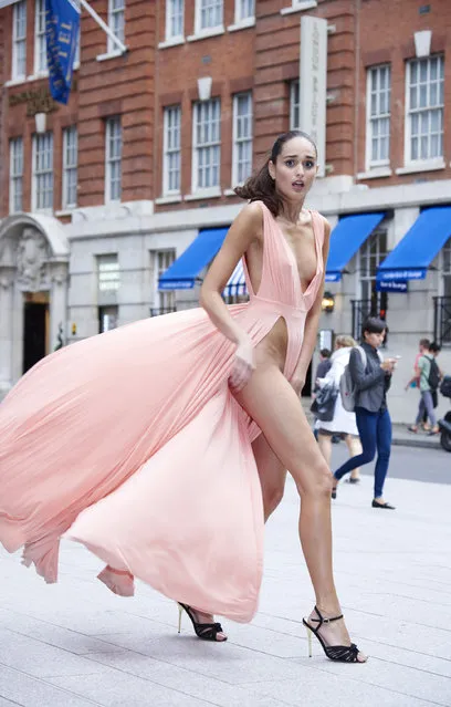 After model Giulia Salemi attended the Venice Film Festival in a dress that looked like she had forgotten her underwear The Sun adapted a dress and Anita Kaushik 24 from Southfields went out on the London streets to share her experience on September 5, 2016. (Photo by Stewart Williams/The Sun)