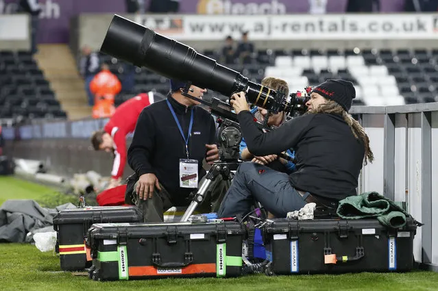 Football, Swansea City vs Stoke City, Barclays Premier League, Liberty Stadium on October 19, 2015: Member of the media at work. (Photo by Carl Recine/Reuters/Action Images)