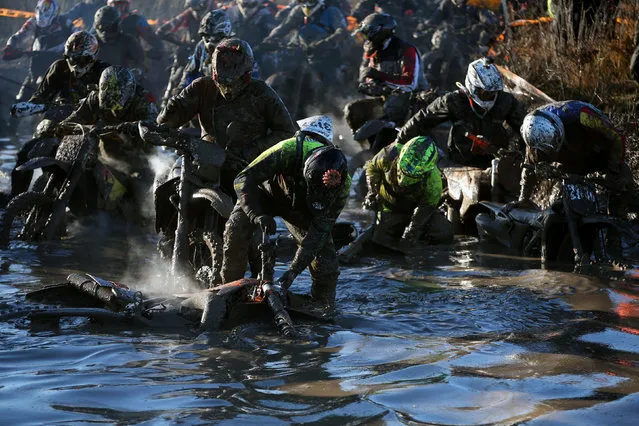 Motorcycling, Gotland Grand National 2016 endure race, Gotland, Sweden on October 29, 2016. Riders compete. (Photo by Soren Andersson/Reuters/TT News Agency)