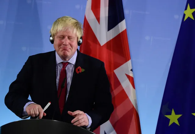 British Foreign Minister Boris Johnson is pictured during a news conference held with German Foreign Minister Frank- Walter Steinmeier (not in the picture) at the Foreign Ministry in Berlin, Germany on November 4, 2016. (Photo by Tobias Schwarz/AFP Photo)