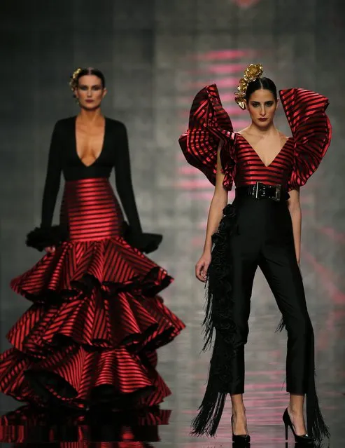 Models present creations by Vicky Martin Berrocal during the International Flamenco Fashion Show SIMOF in the Andalusian capital of Seville February 5, 2015. (Photo by Marcelo del Pozo/Reuters)
