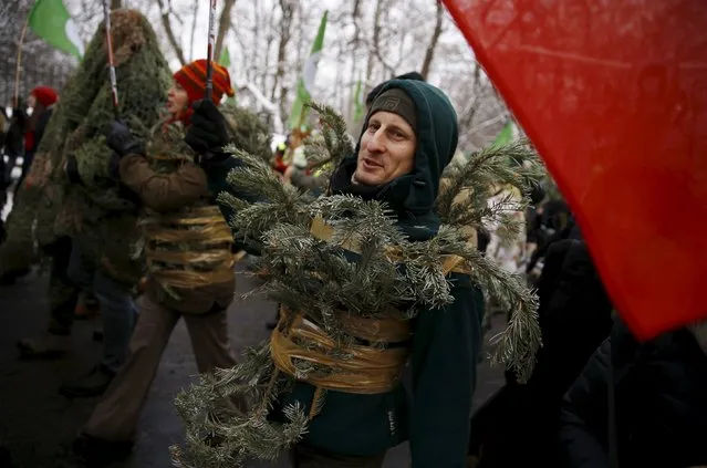 Environmental activists march in defence of Europe's last ancient forest, the Bialowieza Primeval Forest, in Warsaw, Poland January 17, 2016. (Photo by Kacper Pempel/Reuters)