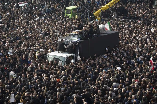 Mourners attend the funeral of former Iranian President Akbar Hashemi Rafsanjanii, January 10, 2017 in Tehran, Iran. Rafsanjani, who was 82, was a pivotal figure in the foundation of the Islamic republic in 1979, served as president from 1989 to 1997. After a long career in the ruling elite, where his moderate views were not always welcome, his cunning guided him through revolution, war and the country's turbulent politics. (Photo by Majid Saeedi/Getty Images)